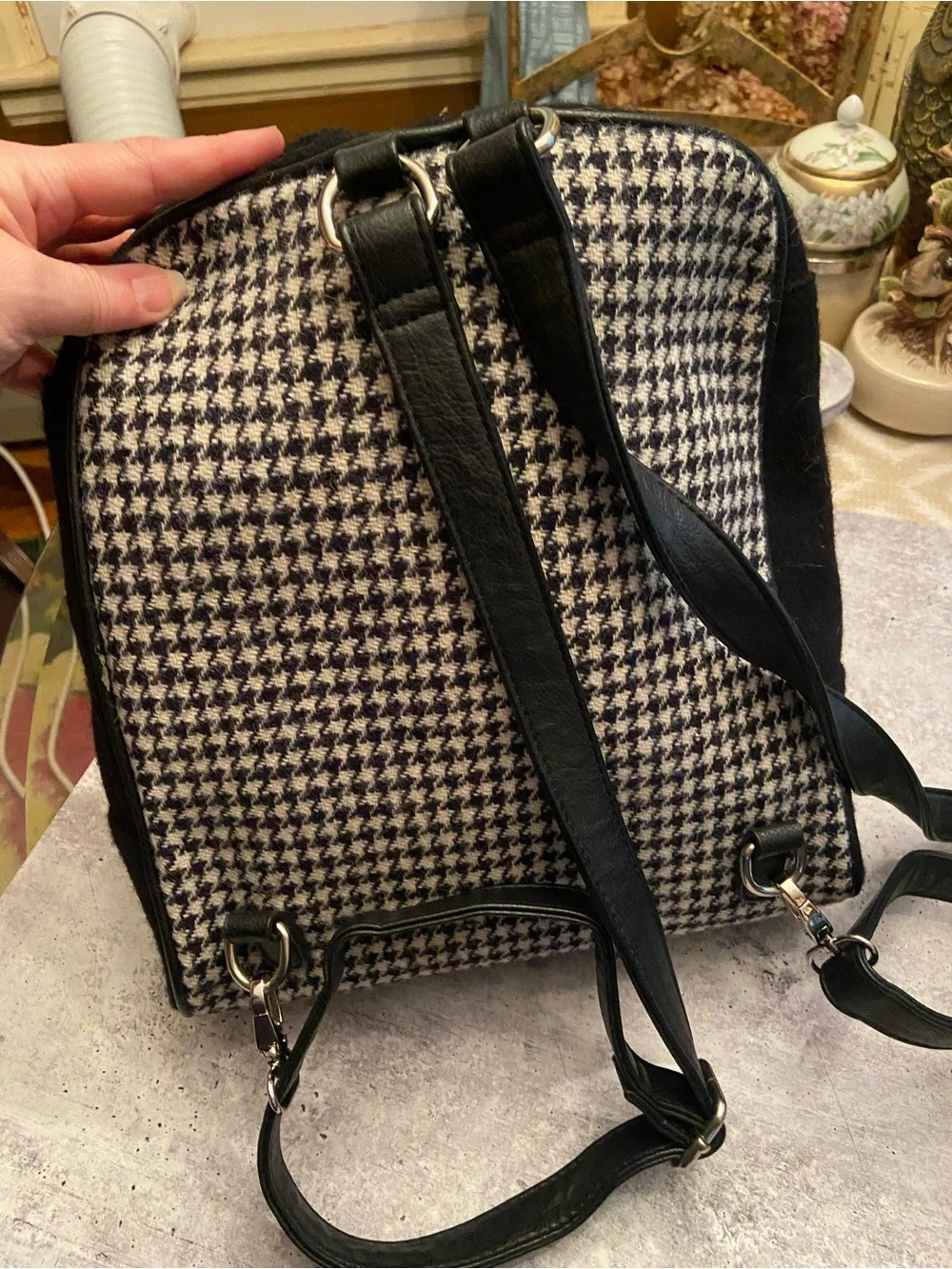 Harris Tweed Glen Appin Naver Scottish Houndstooth Wool Backpack